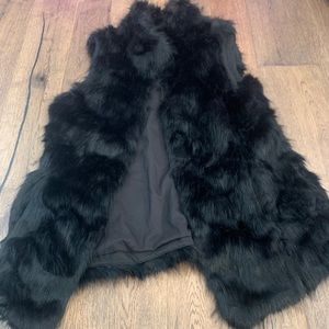 White House black market faux fur vest